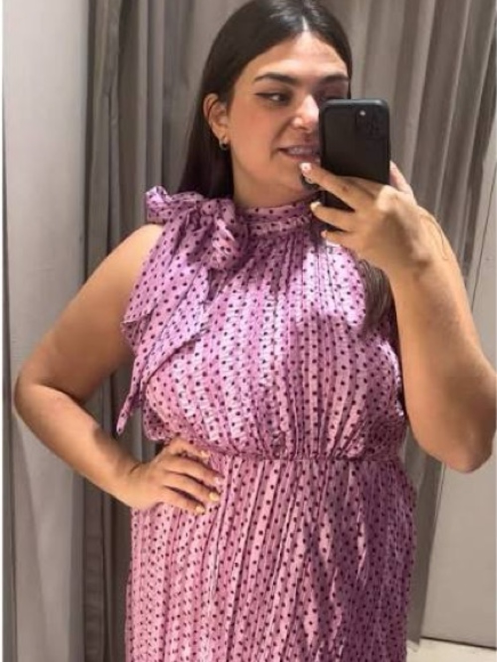 NWT Zara Pink Polka Dot Midi Dress